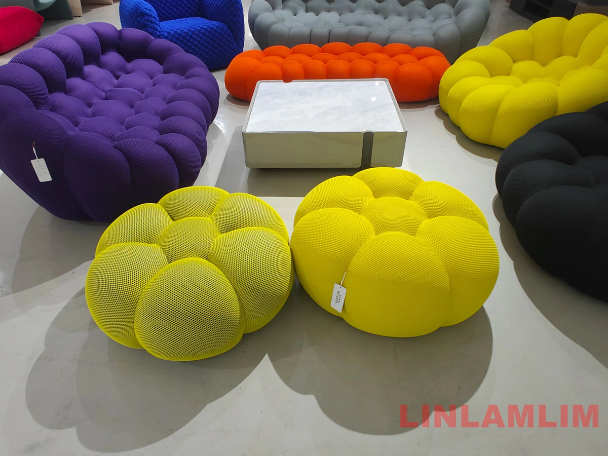 MINGDIBAO Contemporary Cloud - Shaped Sofa Modular Cloth Football Couch Fabric Curved Designer Sofa Set for Living Room or Office - PatioLix