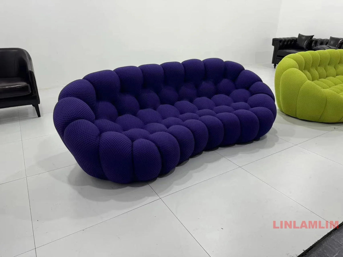 MINGDIBAO Contemporary Cloud - Shaped Sofa Modular Cloth Football Couch Fabric Curved Designer Sofa Set for Living Room or Office - PatioLix