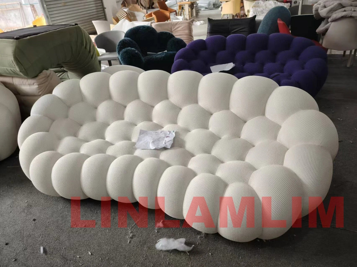 MINGDIBAO Contemporary Cloud - Shaped Sofa Modular Cloth Football Couch Fabric Curved Designer Sofa Set for Living Room or Office - PatioLix