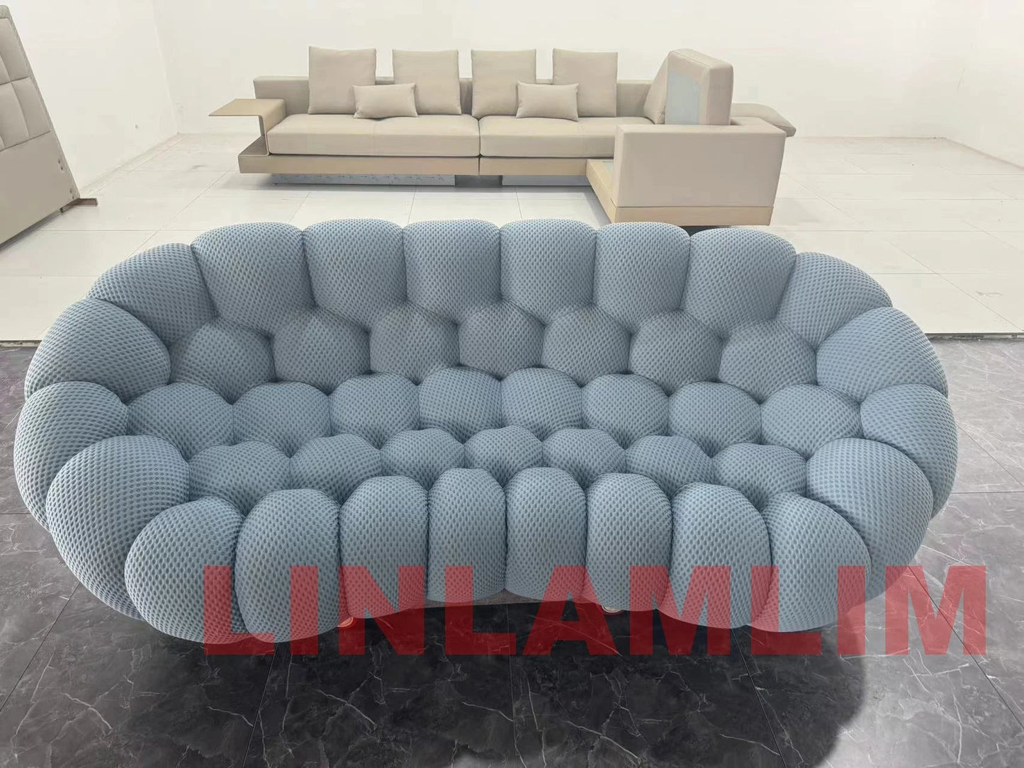 MINGDIBAO Contemporary Cloud - Shaped Sofa Modular Cloth Football Couch Fabric Curved Designer Sofa Set for Living Room or Office - PatioLix