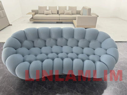 MINGDIBAO Contemporary Cloud - Shaped Sofa Modular Cloth Football Couch Fabric Curved Designer Sofa Set for Living Room or Office - PatioLix