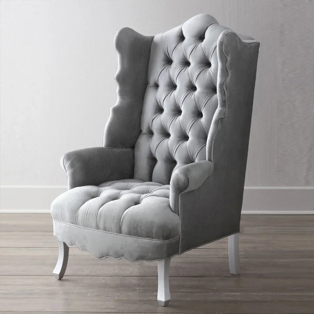 Modern Light Luxury Living Room Velvet Single Sofa Chair Elegant High Back Crown Wing Arm Sofa Chairs - PatioLix