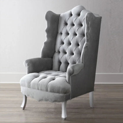 Modern Light Luxury Living Room Velvet Single Sofa Chair Elegant High Back Crown Wing Arm Sofa Chairs - PatioLix