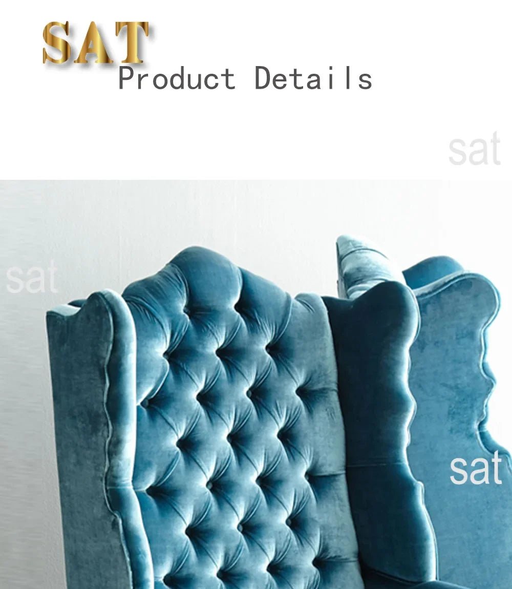 Modern Light Luxury Living Room Velvet Single Sofa Chair Elegant High Back Crown Wing Arm Sofa Chairs - PatioLix