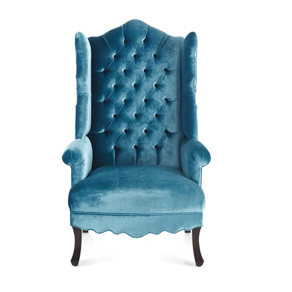 Modern Light Luxury Living Room Velvet Single Sofa Chair Elegant High Back Crown Wing Arm Sofa Chairs - PatioLix