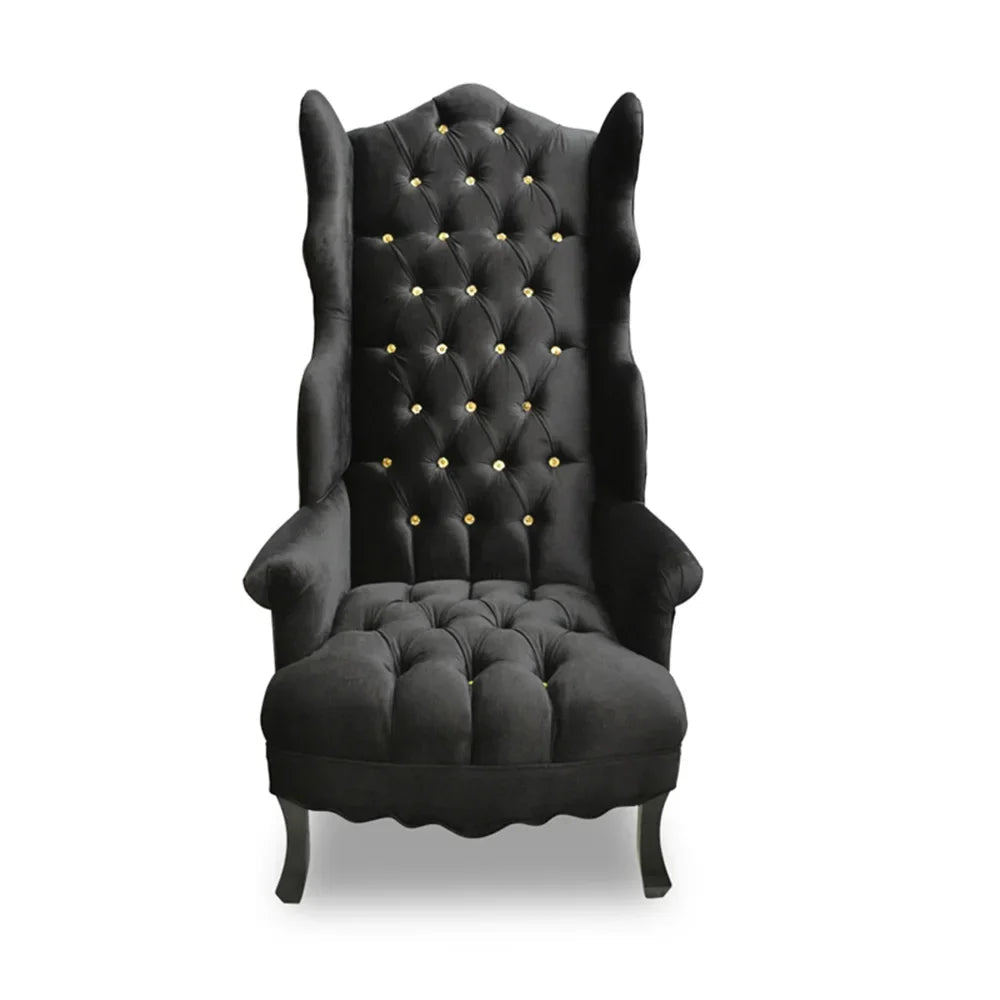 Modern Light Luxury Living Room Velvet Single Sofa Chair Elegant High Back Crown Wing Arm Sofa Chairs - PatioLix
