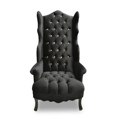 Modern Light Luxury Living Room Velvet Single Sofa Chair Elegant High Back Crown Wing Arm Sofa Chairs - PatioLix