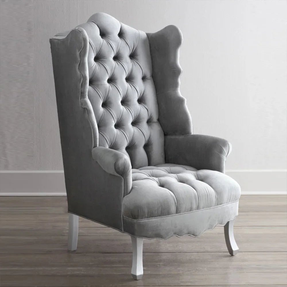 Modern Light Luxury Living Room Velvet Single Sofa Chair Elegant High Back Crown Wing Arm Sofa Chairs - PatioLix
