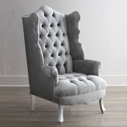 Modern Light Luxury Living Room Velvet Single Sofa Chair Elegant High Back Crown Wing Arm Sofa Chairs - PatioLix