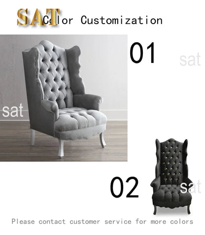 Modern Light Luxury Living Room Velvet Single Sofa Chair Elegant High Back Crown Wing Arm Sofa Chairs - PatioLix