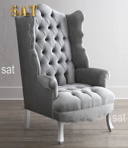 Modern Light Luxury Living Room Velvet Single Sofa Chair Elegant High Back Crown Wing Arm Sofa Chairs - PatioLix