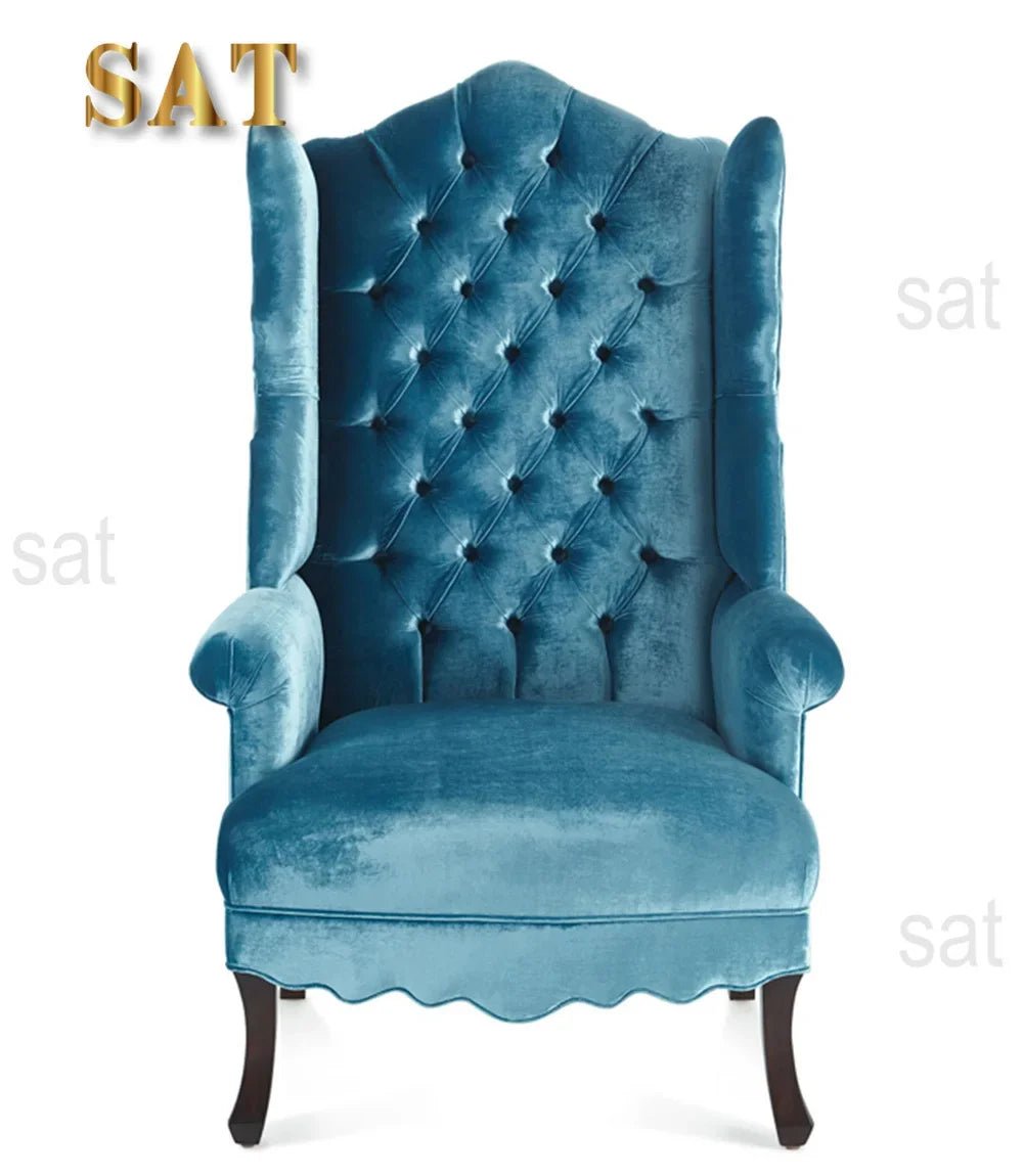 Modern Light Luxury Living Room Velvet Single Sofa Chair Elegant High Back Crown Wing Arm Sofa Chairs - PatioLix