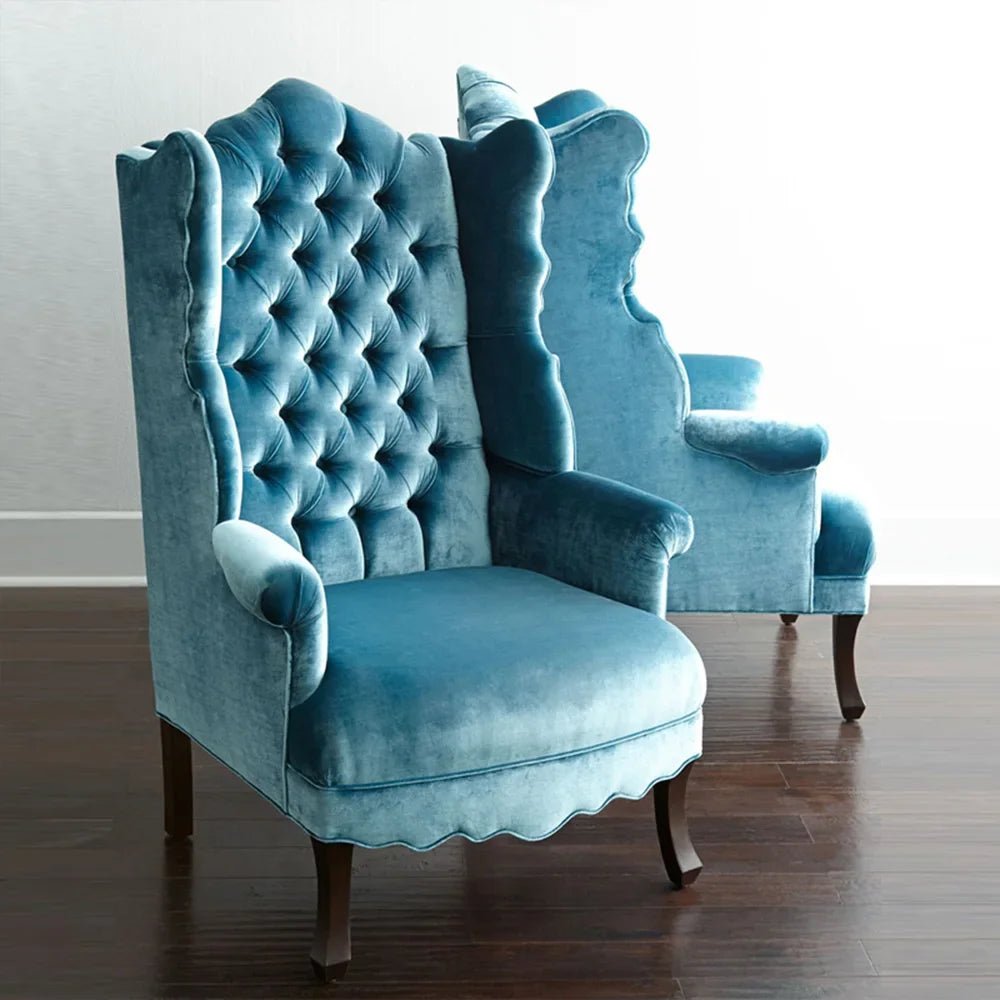 Modern Light Luxury Living Room Velvet Single Sofa Chair Elegant High Back Crown Wing Arm Sofa Chairs - PatioLix