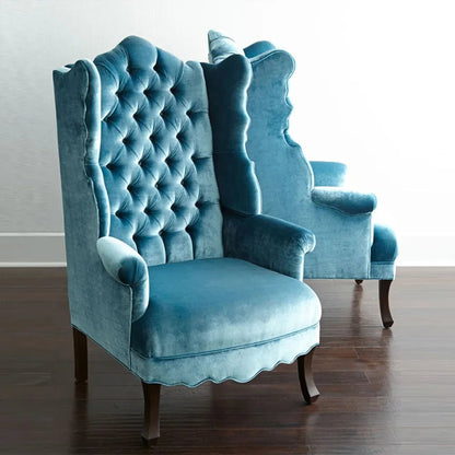 Modern Light Luxury Living Room Velvet Single Sofa Chair Elegant High Back Crown Wing Arm Sofa Chairs - PatioLix
