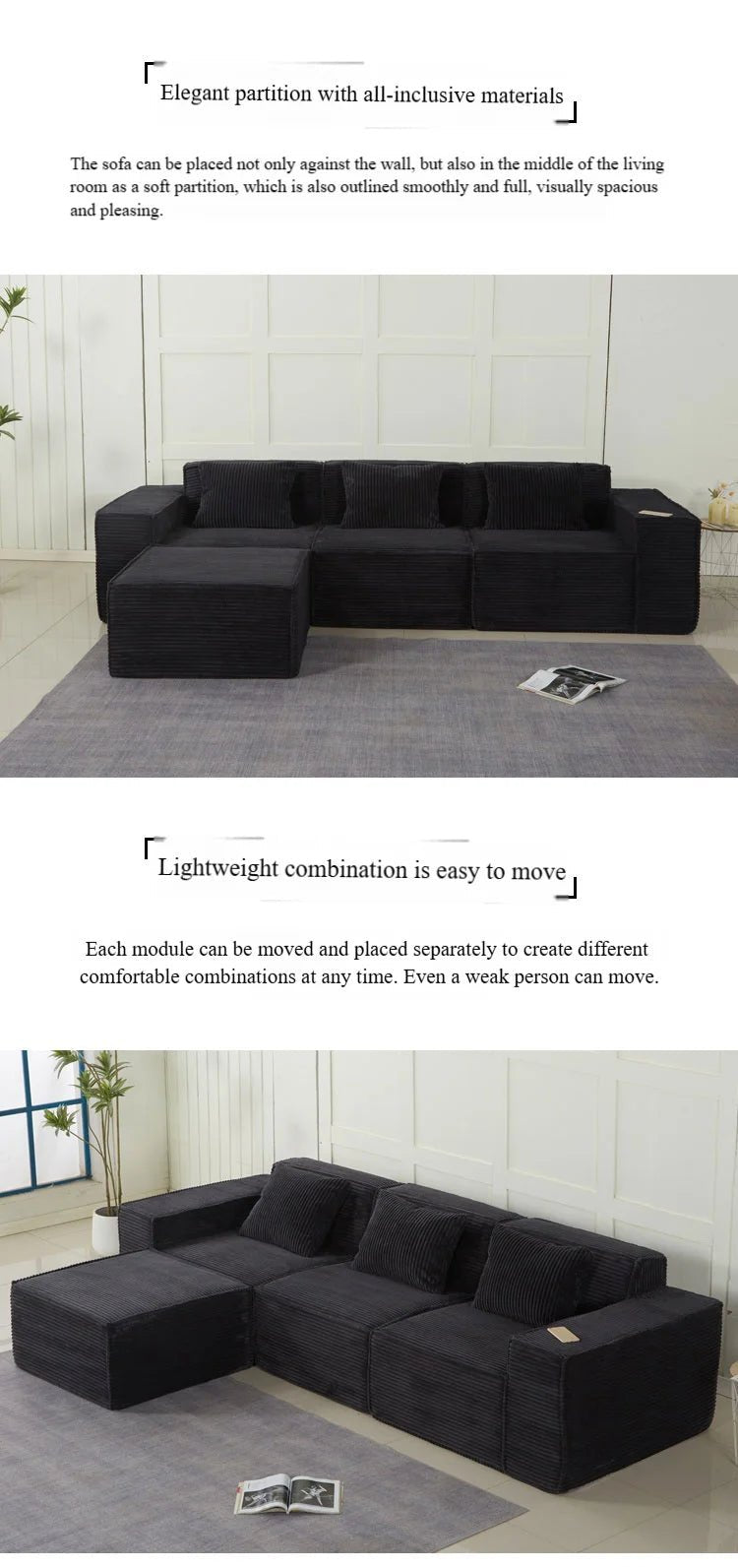 Modern Luxury Living Room Sofa Sectional Set Furniture l Shape 2 3 Seater Corduroy Compression Vacuum Packed Home pink Designer - PatioLix