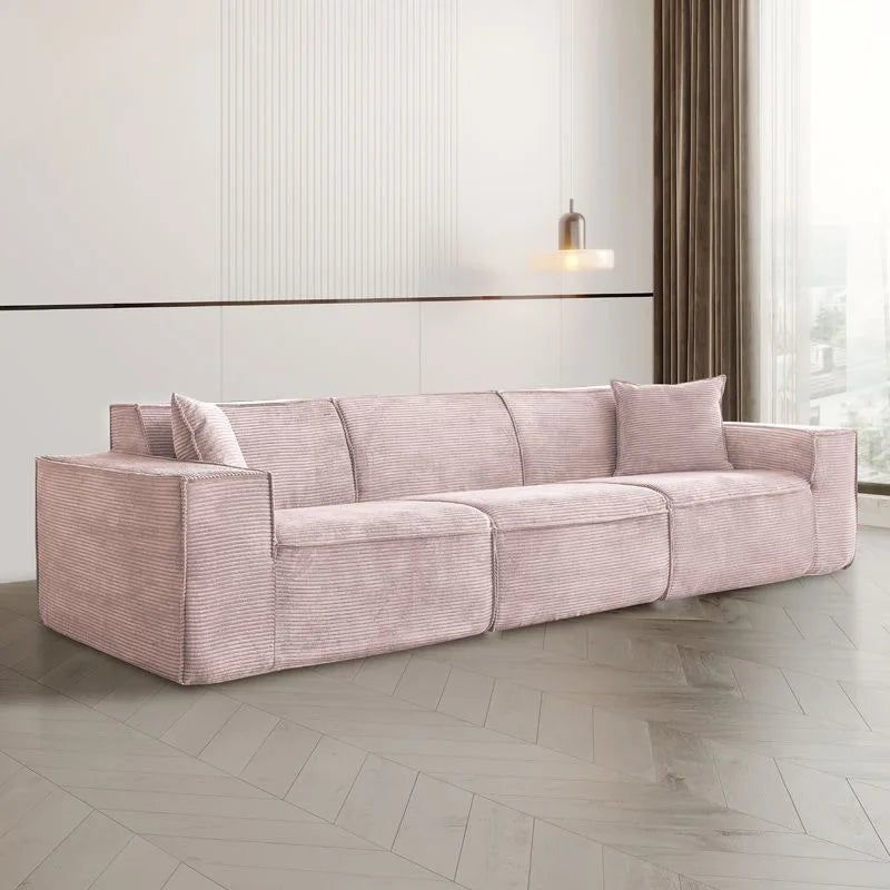 Modern Luxury Living Room Sofa Sectional Set Furniture l Shape 2 3 Seater Corduroy Compression Vacuum Packed Home pink Designer - PatioLix