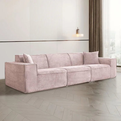 Modern Luxury Living Room Sofa Sectional Set Furniture l Shape 2 3 Seater Corduroy Compression Vacuum Packed Home pink Designer - PatioLix