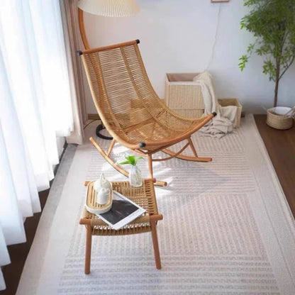 Modern Luxury Living Room Wicker Rattan Rocking Recliner Chair Sofa Single Lazy Garden Balcony Outdoor Camp Bedroom Furniture - PatioLix