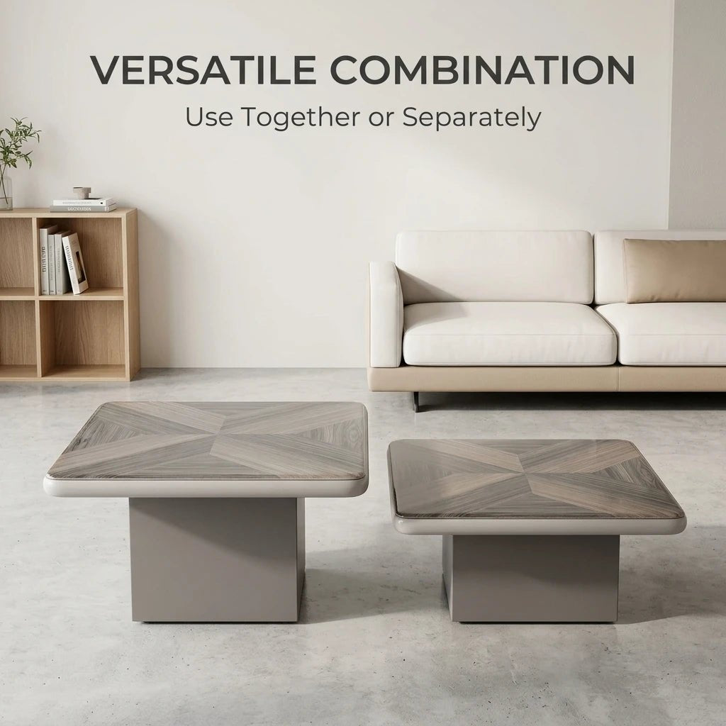 Modern Two - piece Design, Coffee Table, Wooden Board, Glossy Paint, Easy to Clean, Durable, Household Living Room Furniture - PatioLix