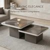 Modern Two - piece Design, Coffee Table, Wooden Board, Glossy Paint, Easy to Clean, Durable, Household Living Room Furniture - PatioLix