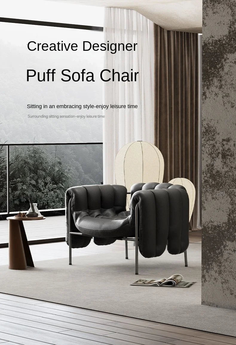 MOMO Light Luxury Sofa Chair Designer Retro Modern Living Room Balcony Lazy Lounge Chair Leisure Senior Leisure Chair - PatioLix