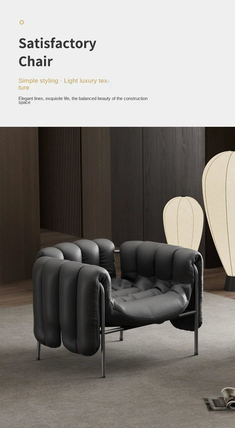 MOMO Light Luxury Sofa Chair Designer Retro Modern Living Room Balcony Lazy Lounge Chair Leisure Senior Leisure Chair - PatioLix