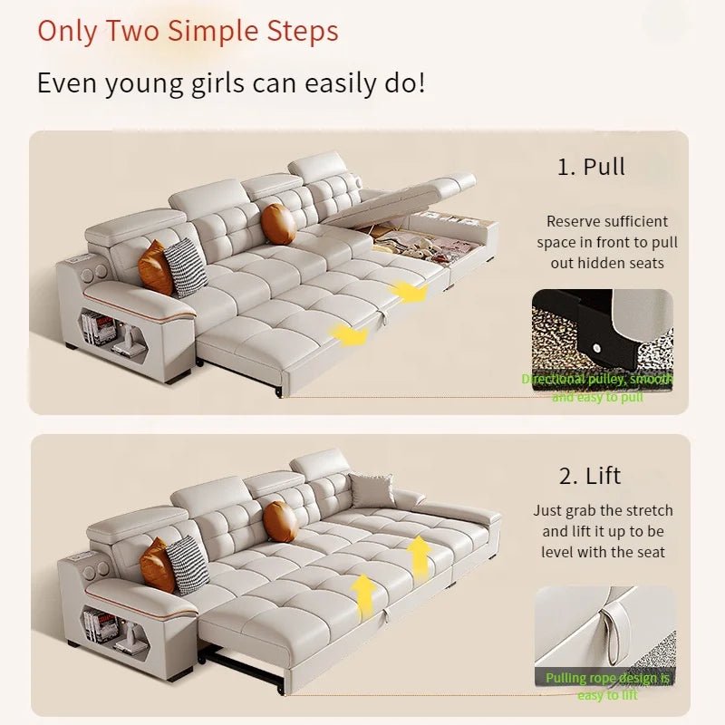Multifunctional Folding Sofa Bed Convertible Extendable for Dining Bedroom Detachable Washable for Small Living Room - PatioLix
