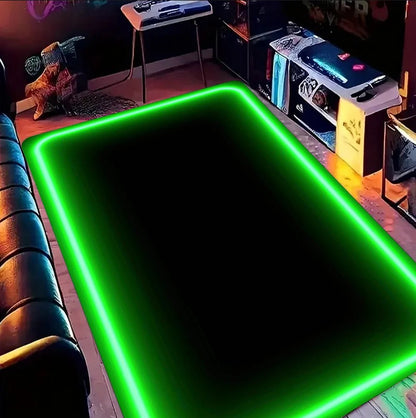 Neon LED 3D Illusion Spiral Grid Tunnel Mat Visual Impact Carpet Rug for Gaming Living Room Home Decoration Bedroom Decor Rug - PatioLix