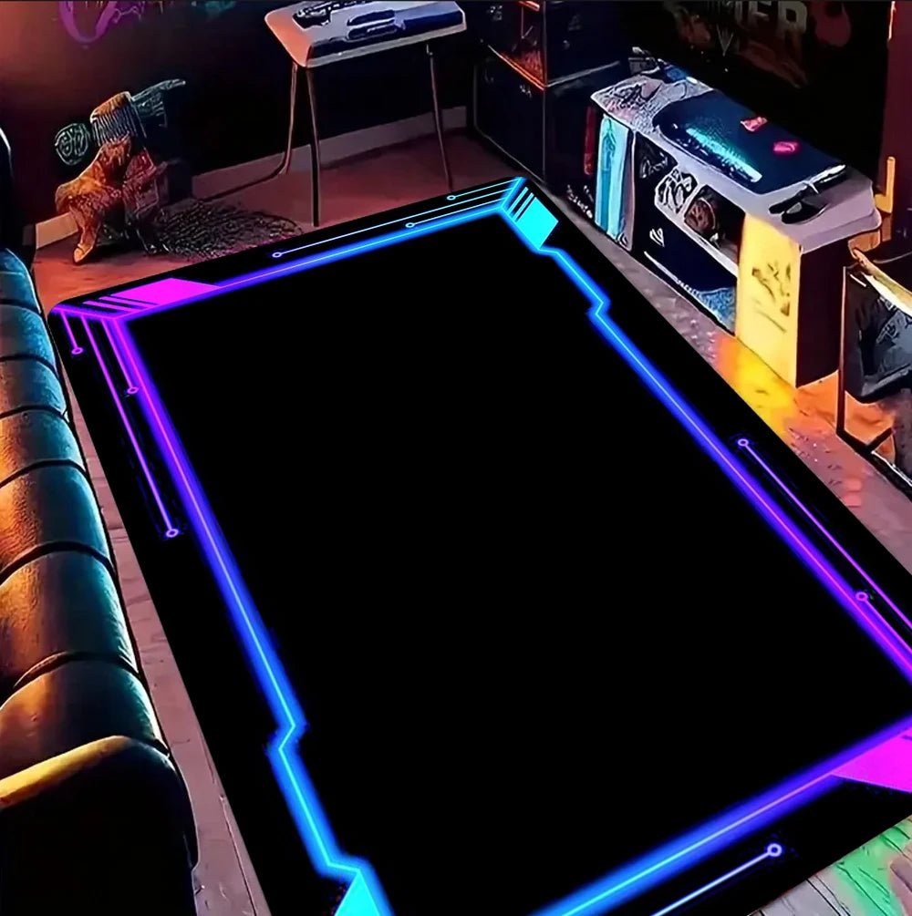 Neon LED 3D Illusion Spiral Grid Tunnel Mat Visual Impact Carpet Rug for Gaming Living Room Home Decoration Bedroom Decor Rug - PatioLix