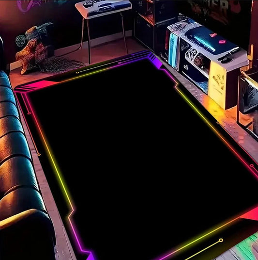 Neon LED 3D Illusion Spiral Grid Tunnel Mat Visual Impact Carpet Rug for Gaming Living Room Home Decoration Bedroom Decor Rug - PatioLix