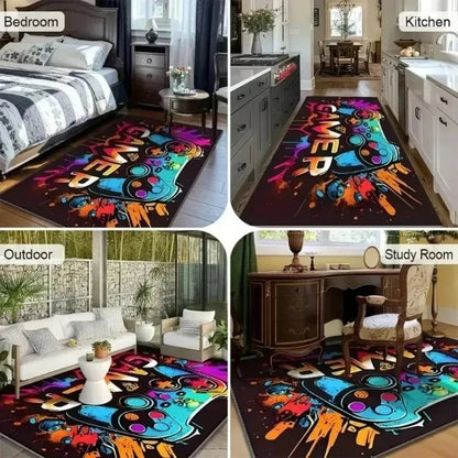 Neon LED 3D Illusion Spiral Grid Tunnel Mat Visual Impact Carpet Rug for Gaming Living Room Home Decoration Bedroom Decor Rug - PatioLix