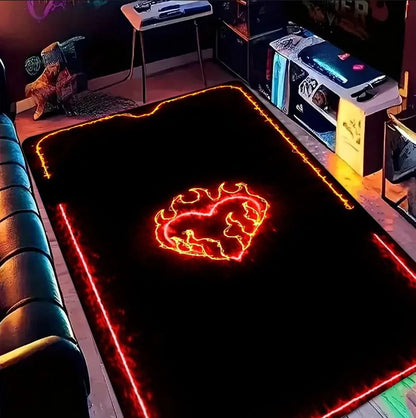 Neon LED 3D Illusion Spiral Grid Tunnel Mat Visual Impact Carpet Rug for Gaming Living Room Home Decoration Bedroom Decor Rug - PatioLix