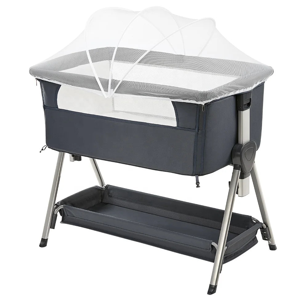 Newborn Portable Baby Crib Playpen Bedside Cot Pastoral Style Solid Woven 100% Polyester All - Season Customizable P - 800 - PatioLix
