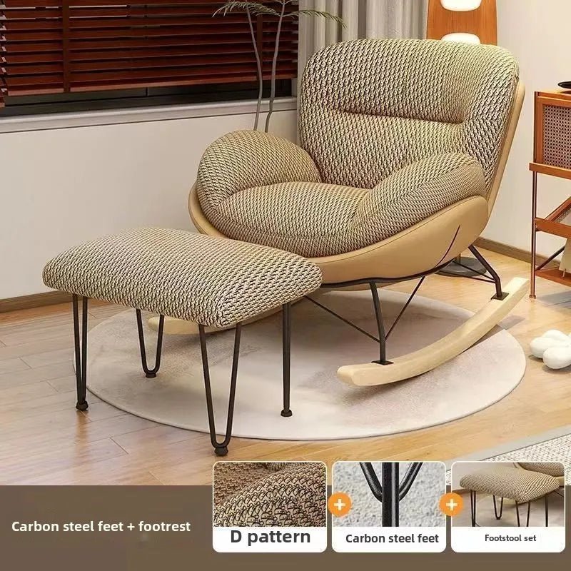 Nordic Home Single Recliner Chair Light Luxury Living Room Sofa Bedroom Lazy Chair Simple Balcony Rocking Chair - PatioLix