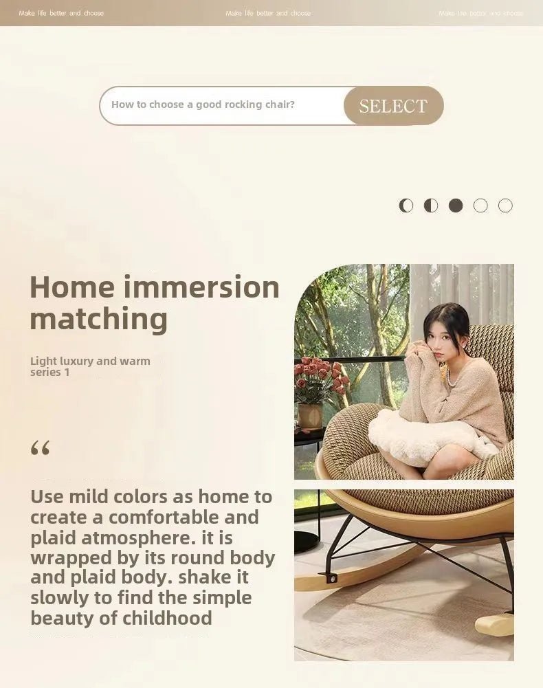 Nordic Home Single Recliner Chair Light Luxury Living Room Sofa Bedroom Lazy Chair Simple Balcony Rocking Chair - PatioLix