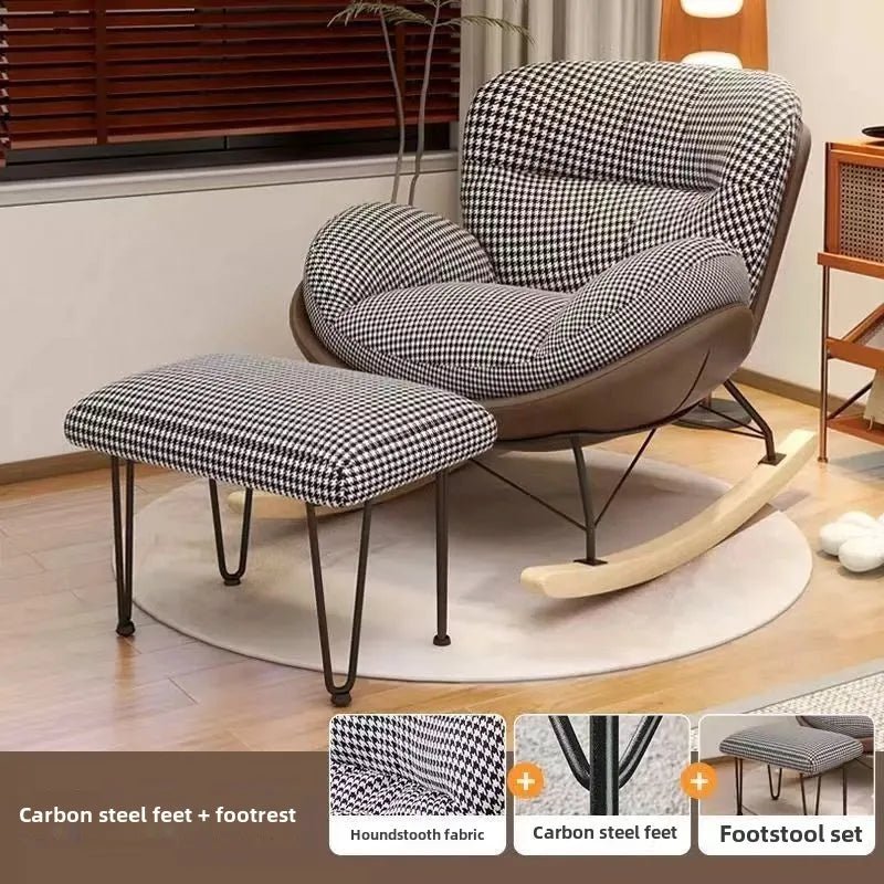 Nordic Home Single Recliner Chair Light Luxury Living Room Sofa Bedroom Lazy Chair Simple Balcony Rocking Chair - PatioLix