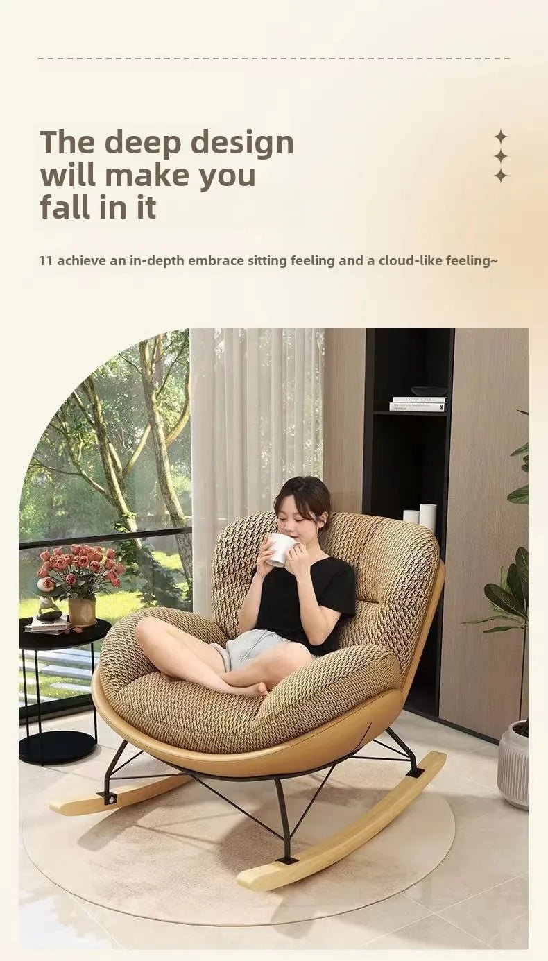 Nordic Home Single Recliner Chair Light Luxury Living Room Sofa Bedroom Lazy Chair Simple Balcony Rocking Chair - PatioLix