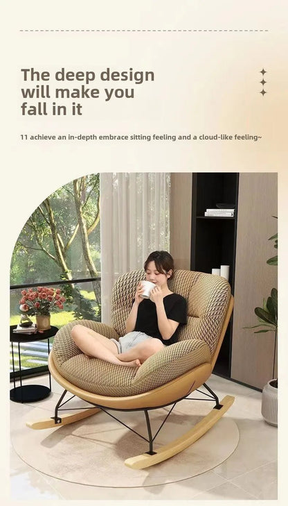 Nordic Home Single Recliner Chair Light Luxury Living Room Sofa Bedroom Lazy Chair Simple Balcony Rocking Chair - PatioLix