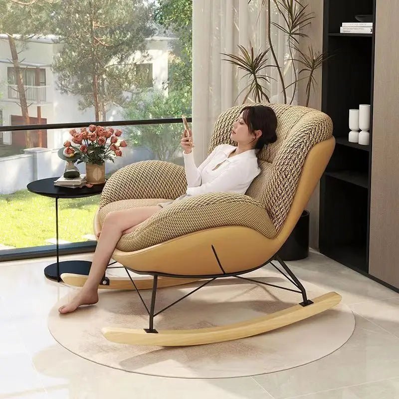 Nordic Home Single Recliner Chair Light Luxury Living Room Sofa Bedroom Lazy Chair Simple Balcony Rocking Chair - PatioLix
