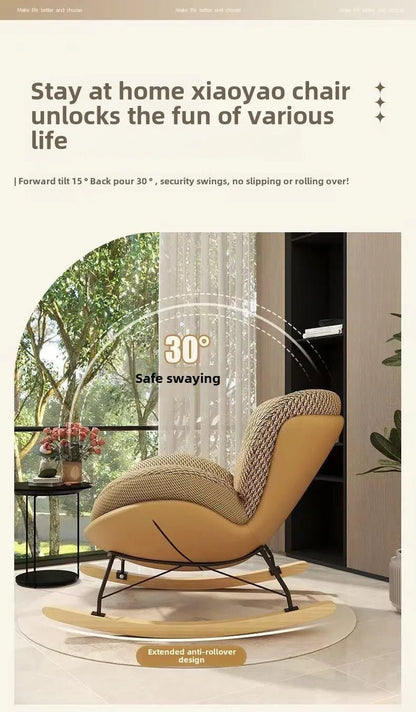 Nordic Home Single Recliner Chair Light Luxury Living Room Sofa Bedroom Lazy Chair Simple Balcony Rocking Chair - PatioLix