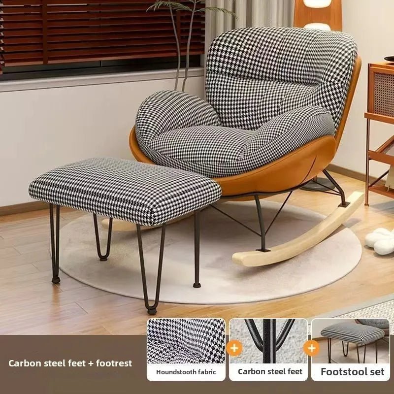 Nordic Home Single Recliner Chair Light Luxury Living Room Sofa Bedroom Lazy Chair Simple Balcony Rocking Chair - PatioLix