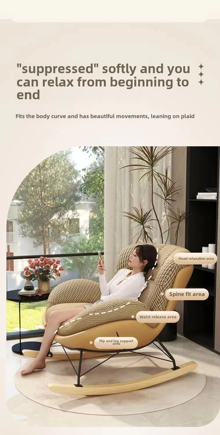 Nordic Home Single Recliner Chair Light Luxury Living Room Sofa Bedroom Lazy Chair Simple Balcony Rocking Chair - PatioLix