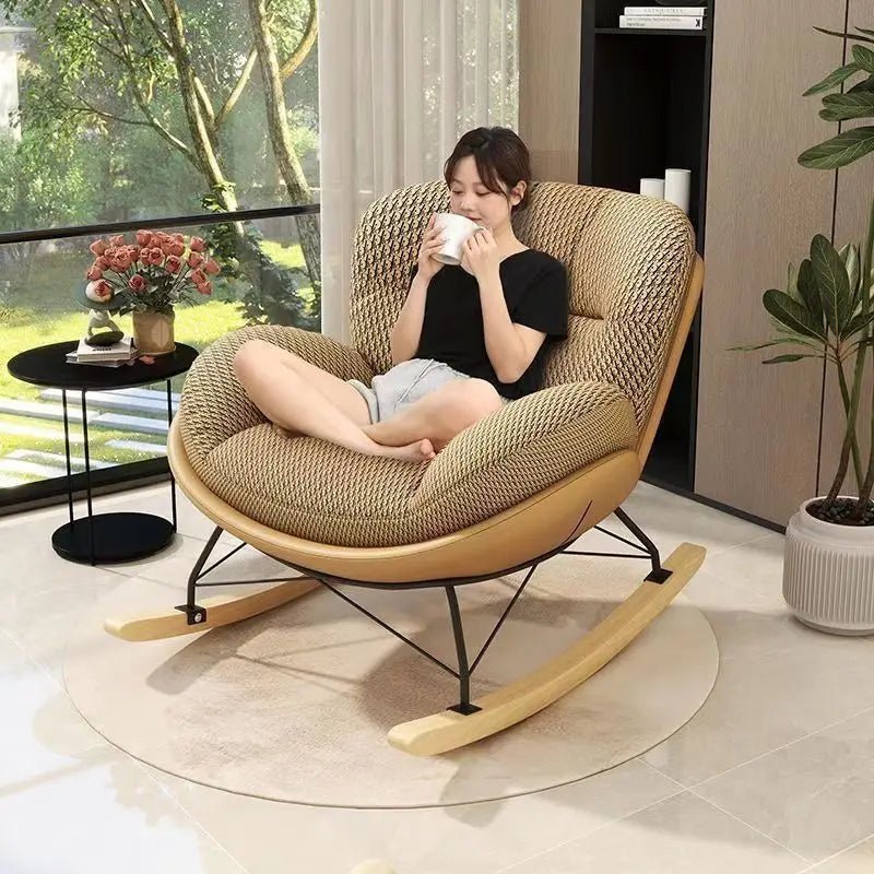 Nordic Home Single Recliner Chair Light Luxury Living Room Sofa Bedroom Lazy Chair Simple Balcony Rocking Chair - PatioLix