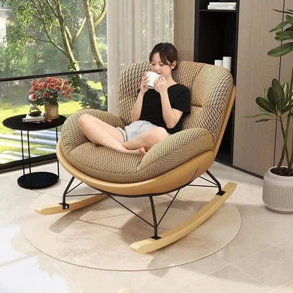 Nordic Home Single Recliner Chair Light Luxury Living Room Sofa Bedroom Lazy Chair Simple Balcony Rocking Chair - PatioLix