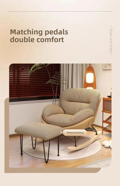 Nordic Home Single Recliner Chair Light Luxury Living Room Sofa Bedroom Lazy Chair Simple Balcony Rocking Chair - PatioLix