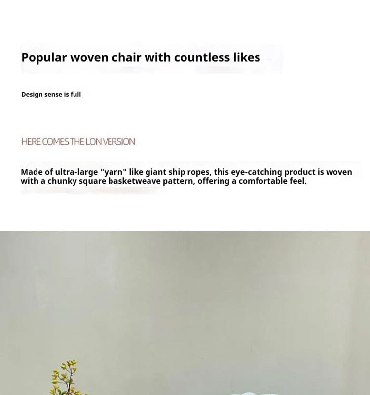 Nordic Knit Accent Chair, Handwoven Chenille Lounge Chair with High - Resilience Foam, Modern Minimalist Design for Living Room - PatioLix