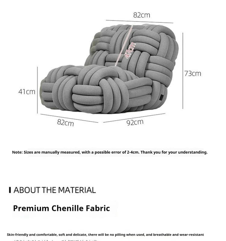 Nordic Knit Accent Chair, Handwoven Chenille Lounge Chair with High - Resilience Foam, Modern Minimalist Design for Living Room - PatioLix