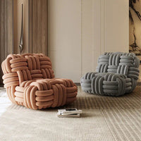 Nordic Knit Accent Chair, Handwoven Chenille Lounge Chair with High - Resilience Foam, Modern Minimalist Design for Living Room - PatioLix