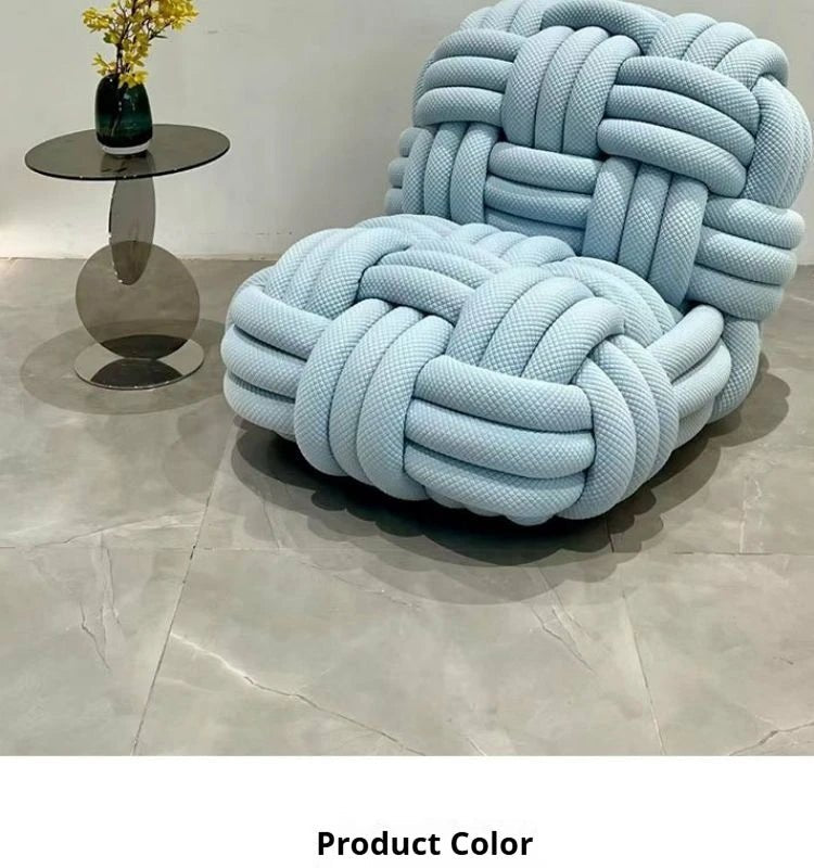 Nordic Knit Accent Chair, Handwoven Chenille Lounge Chair with High - Resilience Foam, Modern Minimalist Design for Living Room - PatioLix