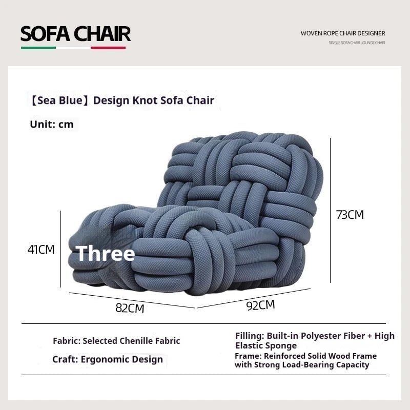 Nordic Knit Accent Chair, Handwoven Chenille Lounge Chair with High - Resilience Foam, Modern Minimalist Design for Living Room - PatioLix